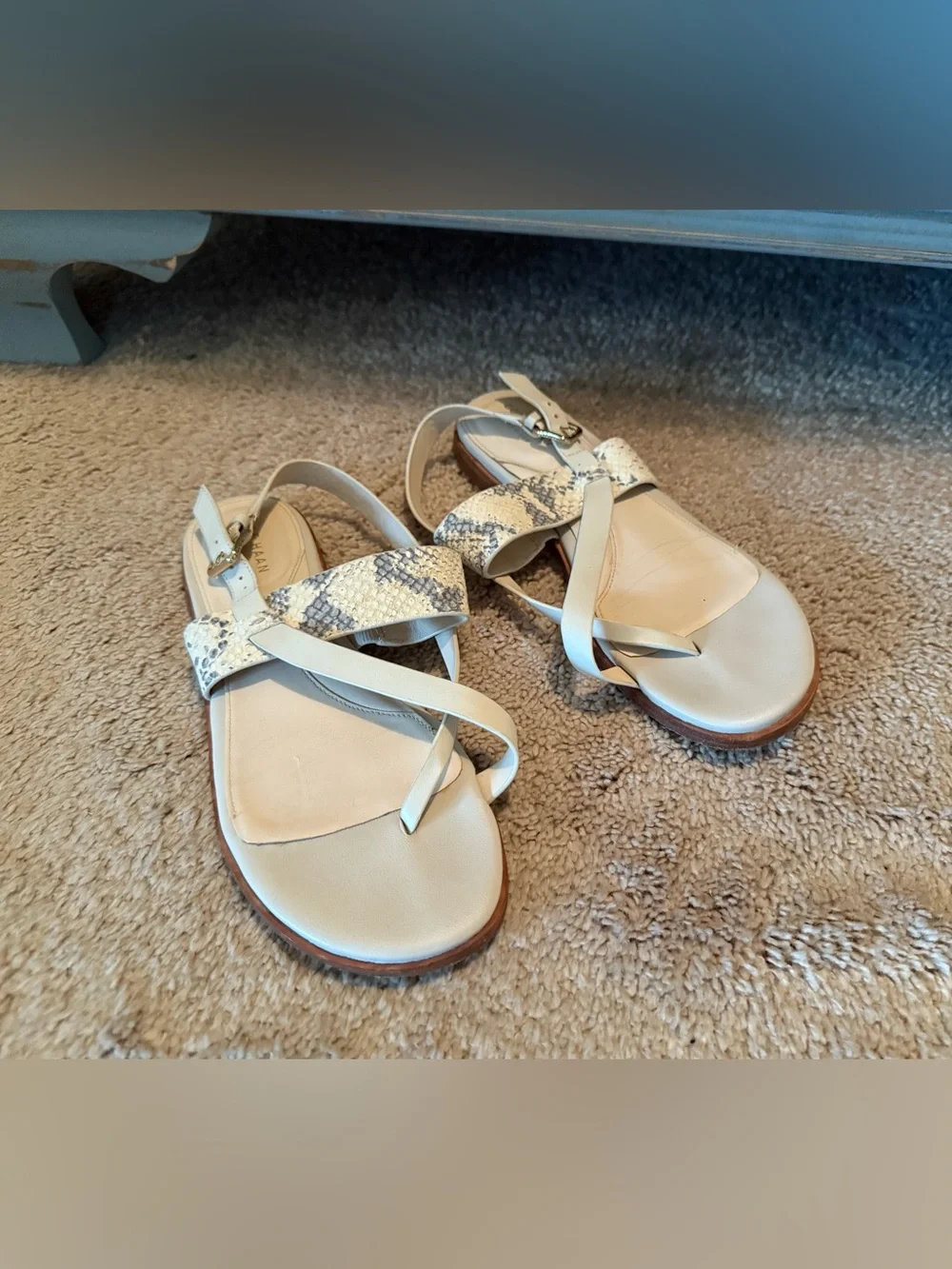 Cole Hann Women’s cream Snake-Print Sandals 7.5 $128 shoes Anthropologie